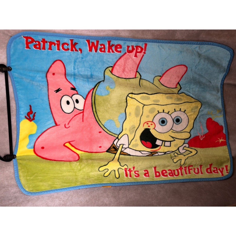 RARE VTG 2002 Nickelodeon SpongeBob SquarePants Throw Patrick Wake Up  31x43